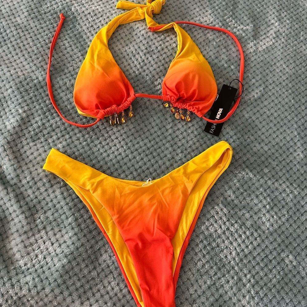 NWT Swimsuit Orange and Yellow Bikini Set